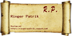 Ringer Patrik névjegykártya